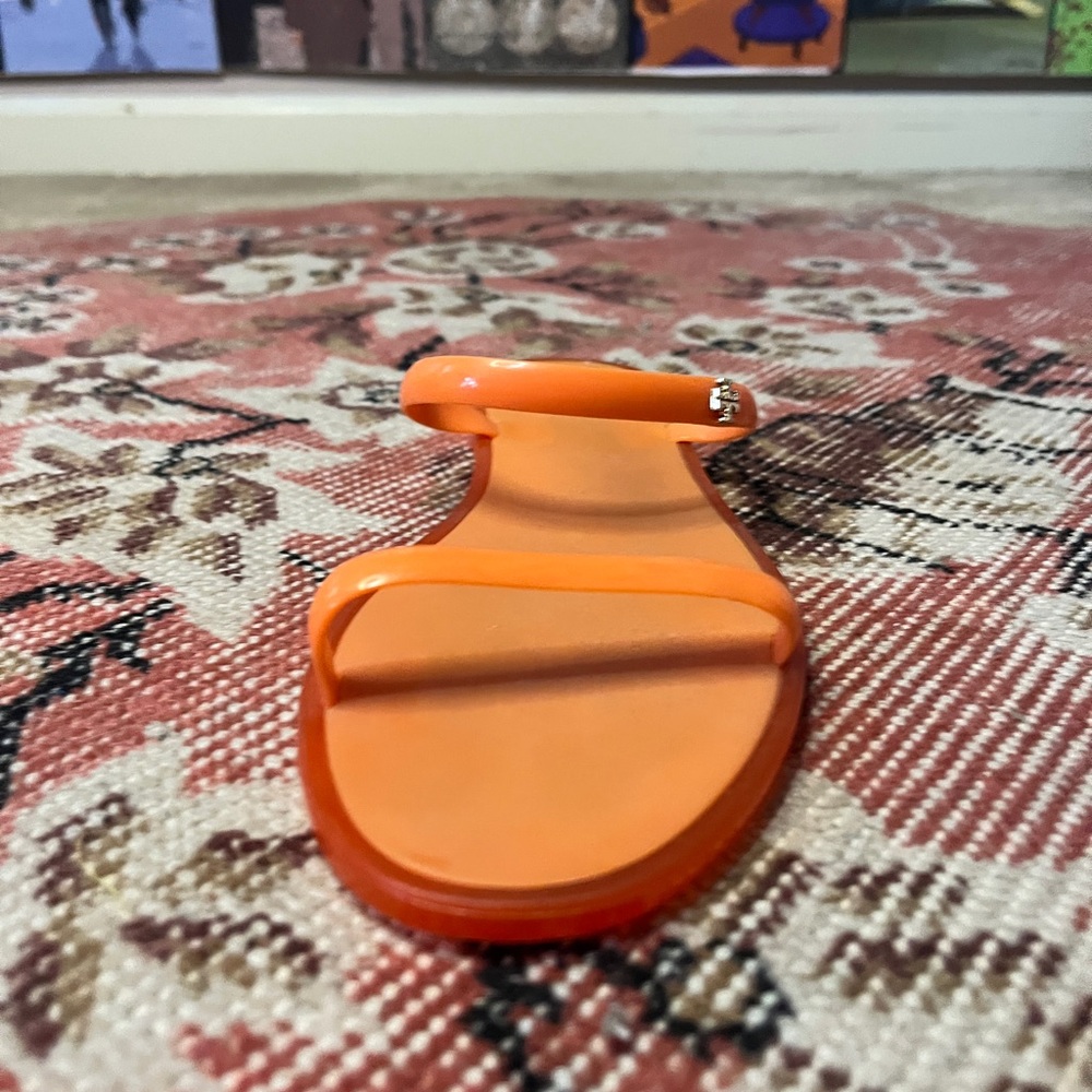 Tory Burch Bright Orange Double-Strap Slide Jelly Sandals - Picture 2 of 6